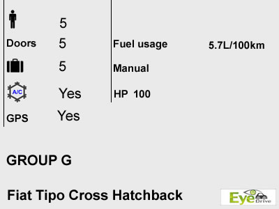 Group G Fiat Tipo Xross Hatchback EN